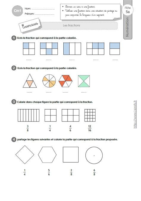 Cm1 Exercices Les Fractions