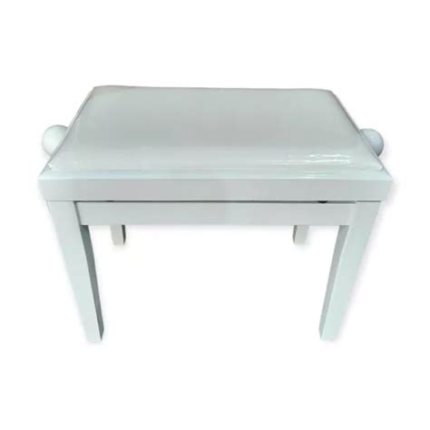 Banco Banqueta Saty Bp Piano Madeira Luxo Branco Almofadado Cm