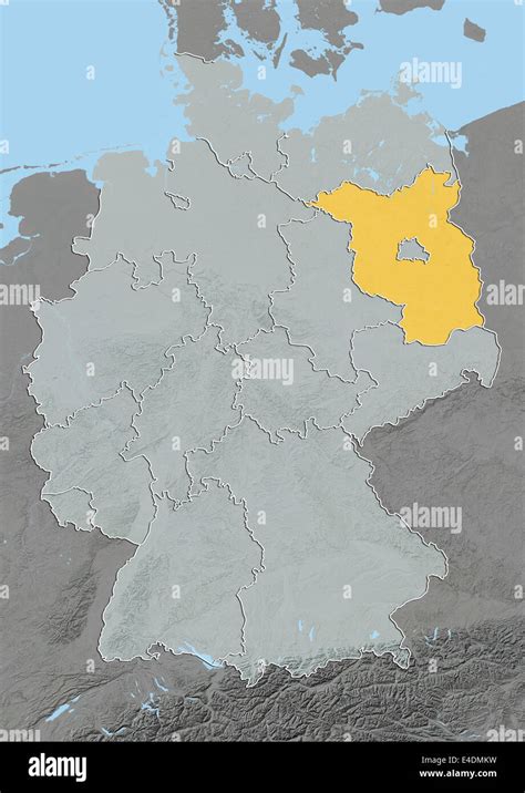 State Of Brandenburg Germany Relief Map Stock Photo Alamy