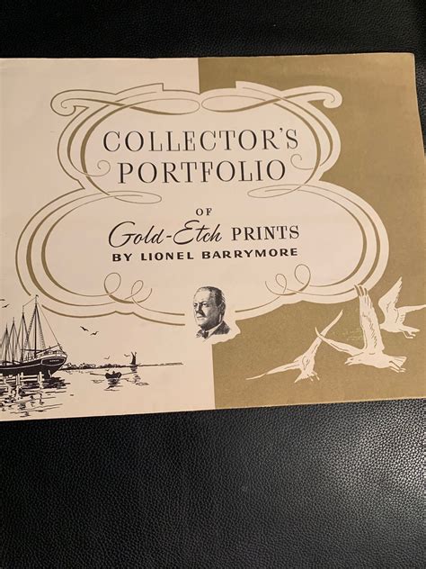 Collectors Portfolio Of Lionel Barrymore Gold Etch Prints From 1950s