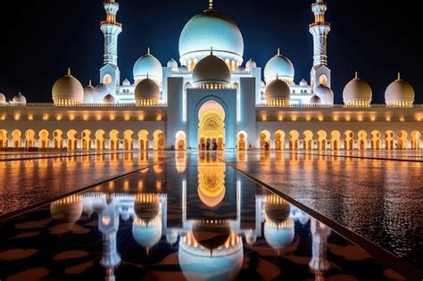 Premium AI Image | Illuminated Grand Mosque at night