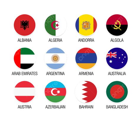 National Flags Of The World Stickers With Names Circled Circular Design