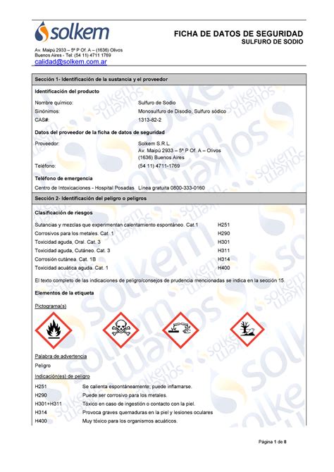 Sulfato De Sodio Hoja De Datos De Seguridad Residuos Contaminaci N