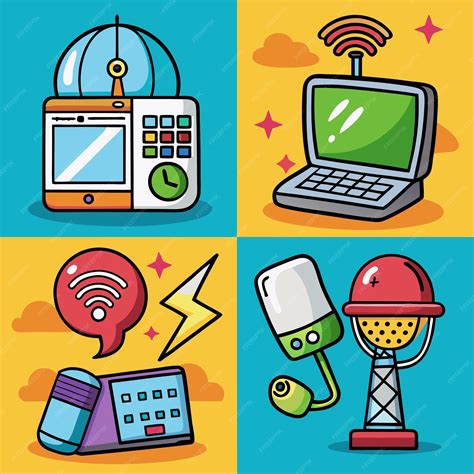 A colorful illustration of various communication devices | Premium AI ...