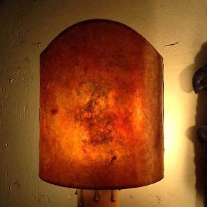 Arts Crafts Or Mission Amber Mica Half Lamp Shade Sconce Wall Shields