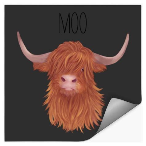 Moo Highland Cow Stickers Sold By Eric Lai Sku 26775336 Printerval