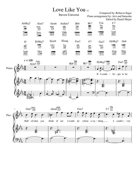 Love Like You Steven Universe Sheet Music For Piano Solo