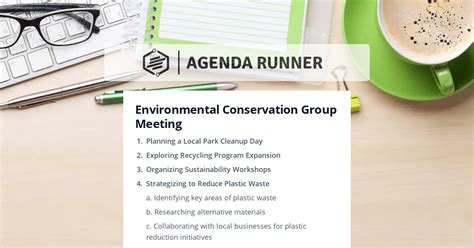 Environmental Conservation Group Meeting Template Agenda Runner