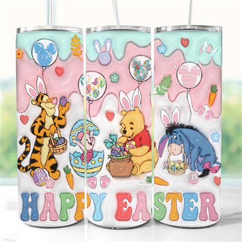 20oz Cartoon Easter Png 3D Pooh Inflated Tumbler Png Winnie The Pooh