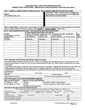 Fillable Online CACFP Meal Benefit Income Eligibility Form Fax Email