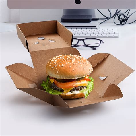 Burger box PAP FSC Mix rozkládací nepromastitelný kraft 120 x 120 x