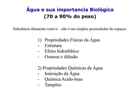 PDF Água e sua importancia Biológica 70 a 90 do peso sistemas eel