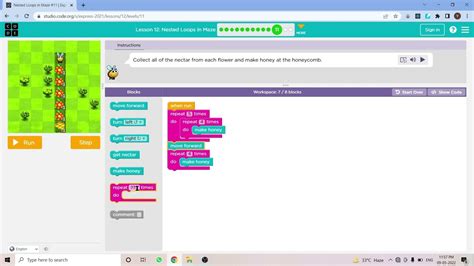 L12 11 Code Org Express 2021 Lesson 12 Nested Loops In Maze