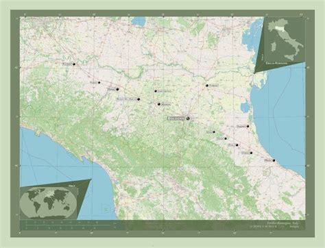 Emilia Romagna Italy Osm Labelled Points Of Cities Stock Image