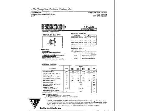 Irf Datasheet Pages Njsemi P Channel Power Mosfets