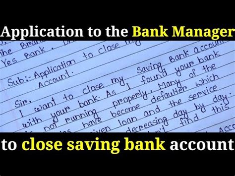 Application To Bank Manager To Close Bank Account Khata Band Karne Ke