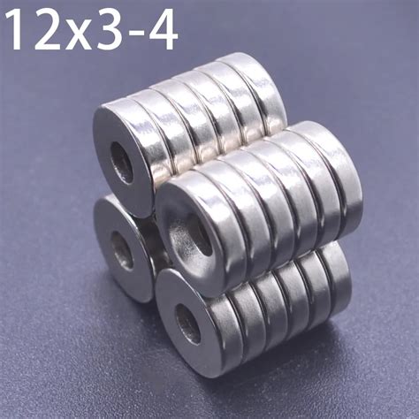 2 5 10 20 50 100 200 500 5000Pcs 12x3 Hole 4MM Ring Round Neodymium