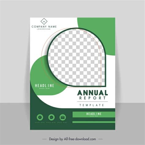 Corporate Annual Report Cover Template Elegant Green Checkered Vectors Graphic Art Designs In