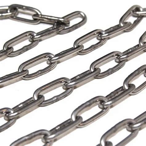 Silver Stainless Steel Chain For Industrial Material Grade Ss 304 At