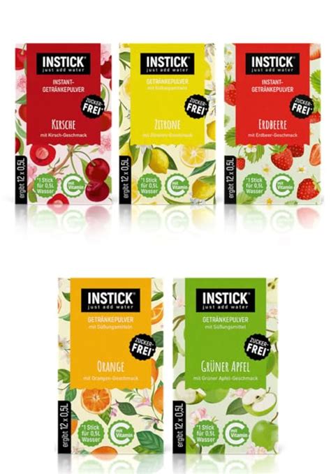 INSTICK Zuckerfreies Instant Getränk Bundle 5 verschiedene Eistee