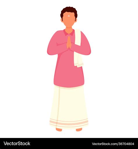 Cartoon South Indian Man Doing Namaste Royalty Free Vector