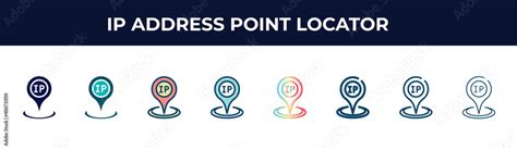 Ip Address Point Locator Vector Icon In 8 Different Modern Styles