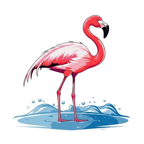 Flamingo Na Gua Ilustra O Vetorial De Um Flamingo Vetor Premium