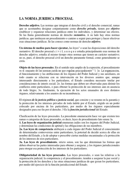 La Norma Jurídica Procesal Concepto Clasificación Y Principios Fundamentales Del Derecho