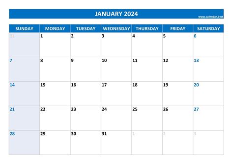 Printable 2024 Monthly Calendar Calendarbest
