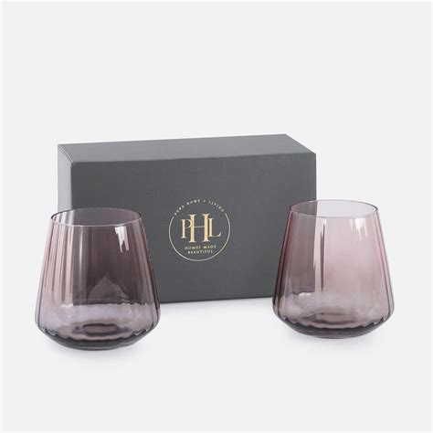 Shop Set Of 2 Pink And Grey Ombre Ribbed Textured Drinking Glasses At