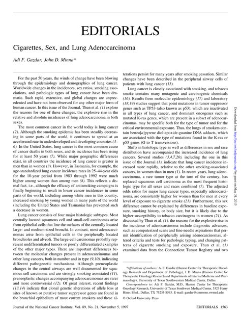 Pdf Cigarettes Sex And Lung Adenocarcinoma