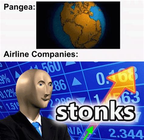 Airline Companies When Pangea Broke Up STONKS Meme Subido Por