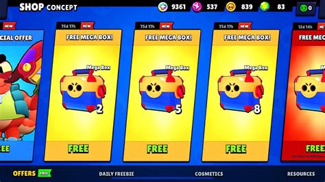 LOTS OF MEGA BOX AND FREE GIFTS BRAWL STARS FREE REWARDSBRAWL