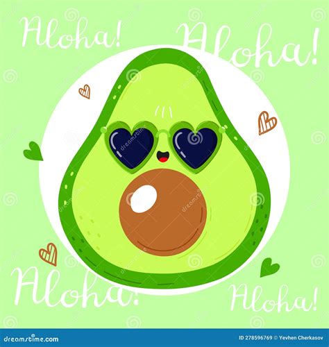 Cute Funny Avocado Character Vector Hand Drawn Cartoon Kawaii