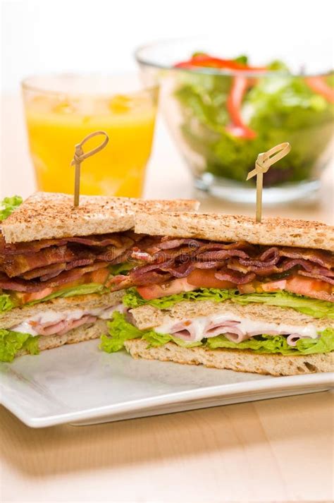 Salad And A Sandwich On A Plate Stock Image Image Of Bread Club