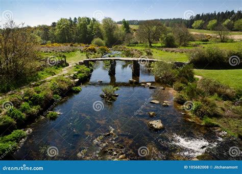 Medieval Clapper Bridge, Devon, England Stock Photo - Image of devon ...