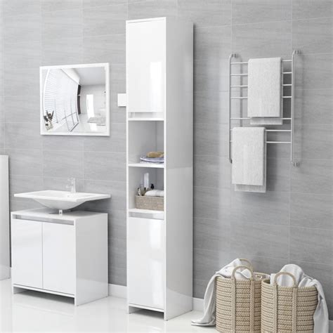 Tall Bathroom Cabinet White Gloss Semis Online