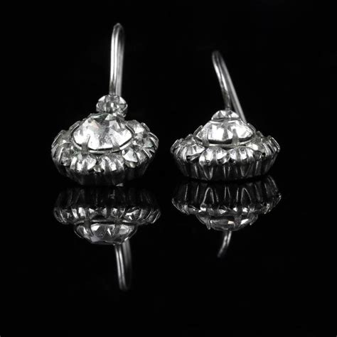 Antique Victorian Silver Paste Earrings at 1stDibs