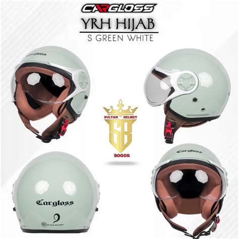 Jual Helm Cargloss Yrh Hijab S Green White Solid Cargloss Half Face