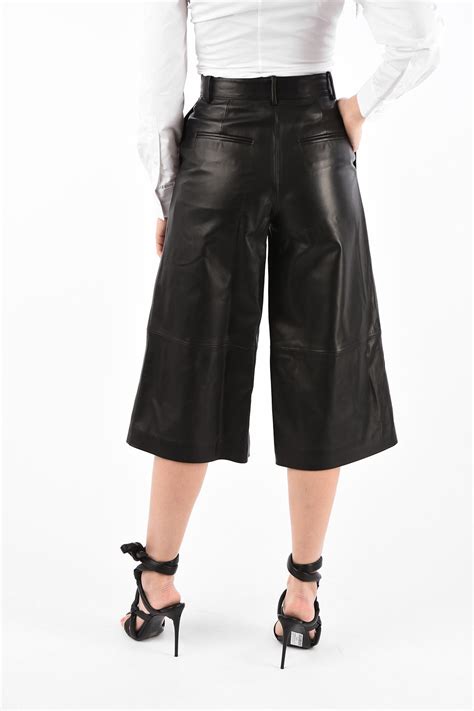 Off White High Waist Leather Gaucho Pants Women Glamood Outlet