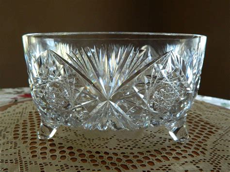 American Brilliant Cut Glass Footed Centerpiece Bowl From Theopulentowl On Ruby Lane