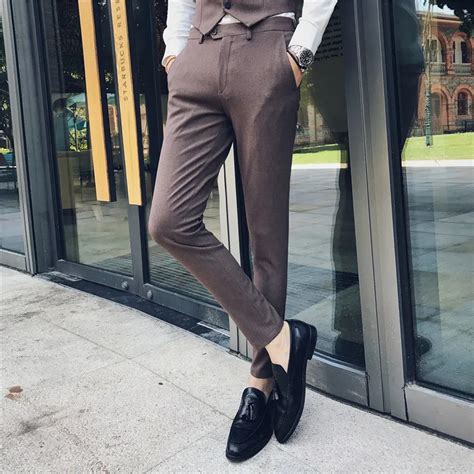 New Men S Fashion Boutique Solid Color Wedding Dress Suit Pants