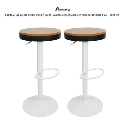 Tabourets De Bar Design Blanc Pivotants Et R Glables En Hauteur Lot