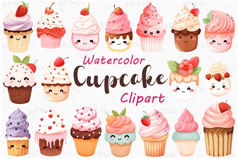 Watercolor Cupcake Clipart By Passionpngcreation Thehungryjpeg