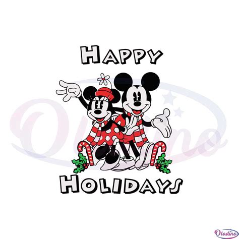 Disney Mickey And Minnie Mouse Happy Holidays Christmas Svg