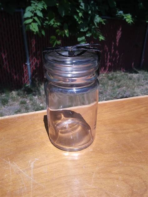 Vintage Anchor Hocking Mason Jar With Glass Lid Etsy