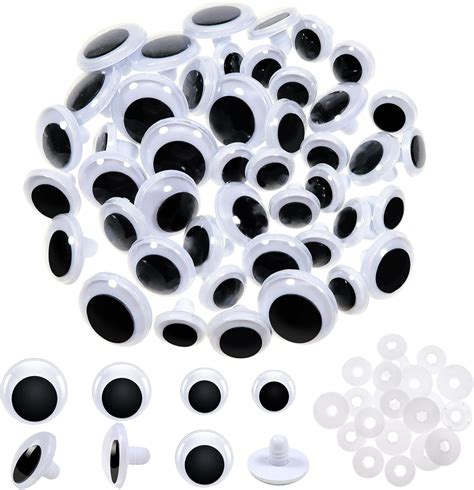 Toaob 50pcs Black Wiggle Googly Eyes Plastic Safety Eyes