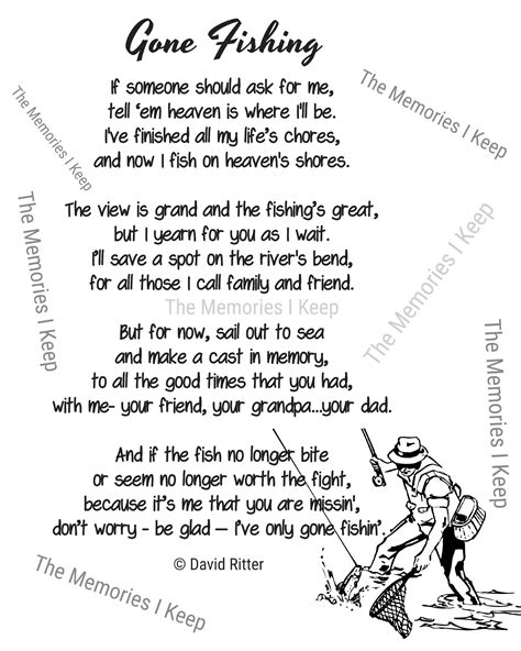 Gone Fishing Poem Digital Download Tribute To Grandpa Bereavement
