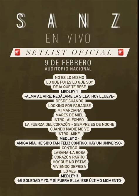 皿 on Twitter Les comparto el Setlist Oficial para esta noche de