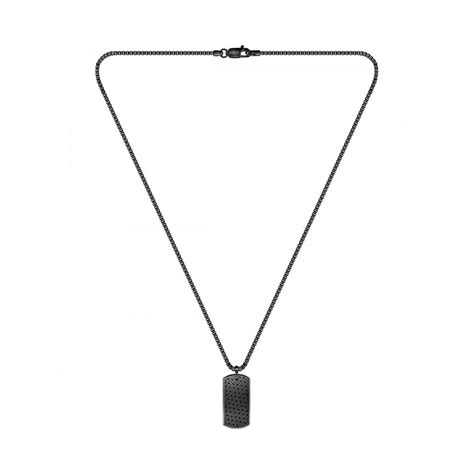 Boss Devon Black Ip Tag Necklace